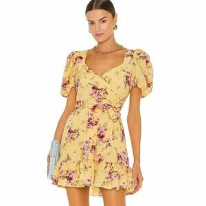 NWT Likely Quinn Snapdragon Floral Mini Dress Puff Sleeve Sweetheart S